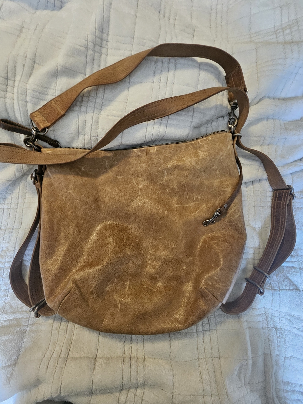 Rough And Tumble Brown Leather Handbag Converts To Backpack